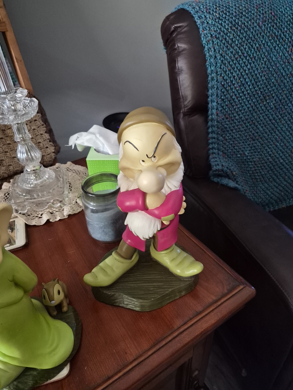 Vintage-style Dopey Figurine in Pink Jacket and Green Shoes
